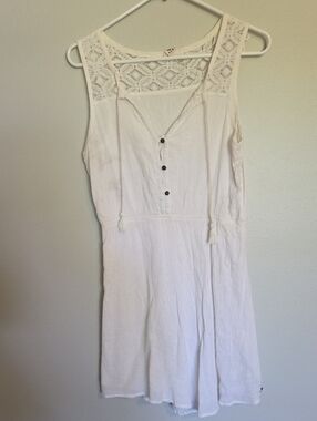 Roxy White Lace Crochet Gauze Tank Dress